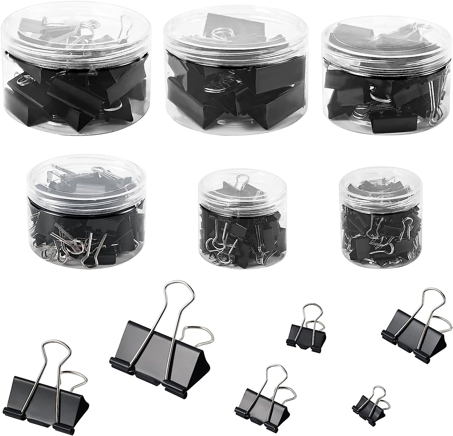 208 PCS Binder Clips Paper Clamps Assorted Sizes, Metal Paper Binder Clip, Black Binding Paperwork Clamp Bulk, School Teachers Office Supplies - Image 8